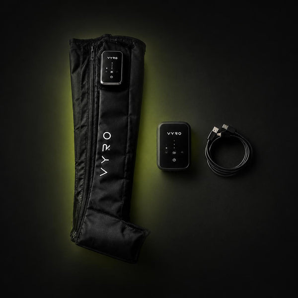 VYRO full leg massage boot with LED controller and USB charging cable