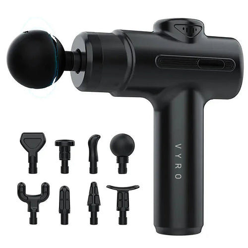 VYRO deep tissue massage gun with 8 attachments
