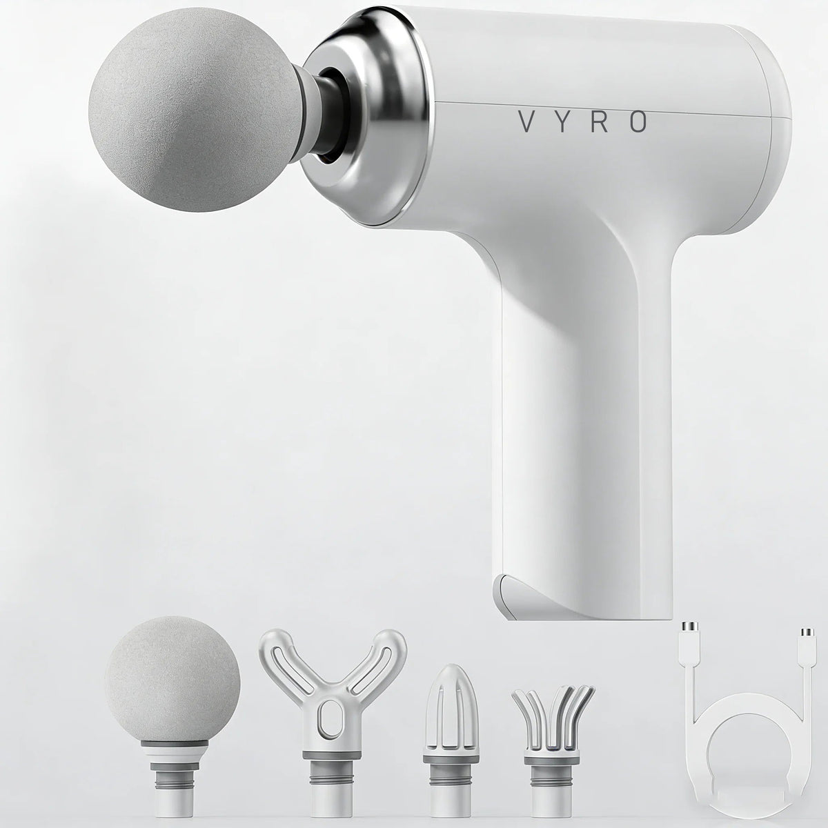 VYRO portable massage gun with 4 heads