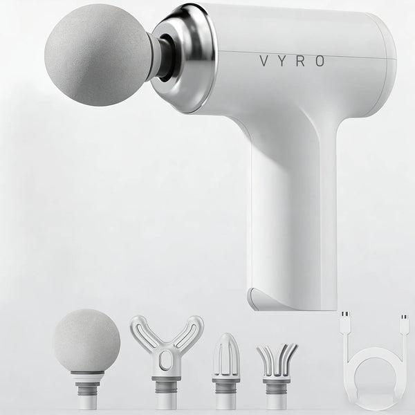 VYRO portable massage gun with 4 heads